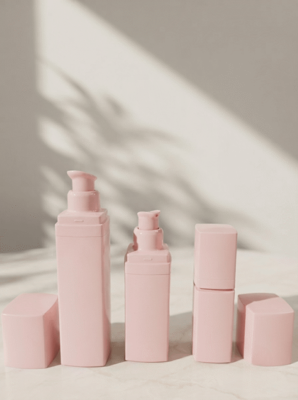 Nude Pink Matte Square PETG Skincare Lotion Dispenser Bottle Collection
