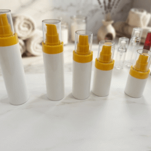 Color Block White Yellow PET Airless Dispenser Skincare Lotion Bottle