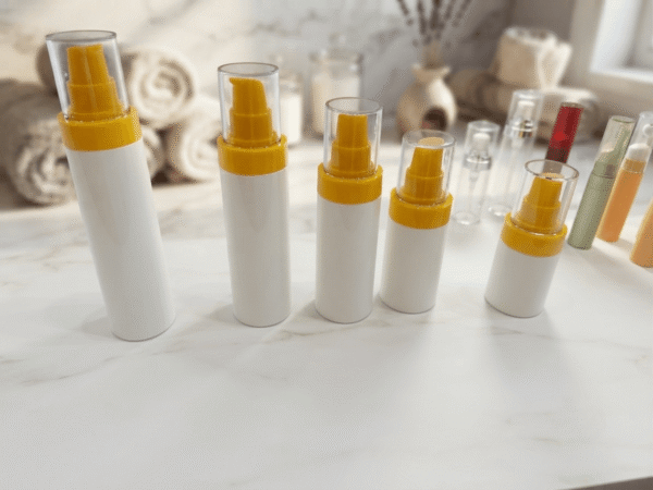 Color Block White Yellow PET Airless Dispenser Skincare Lotion Bottle
