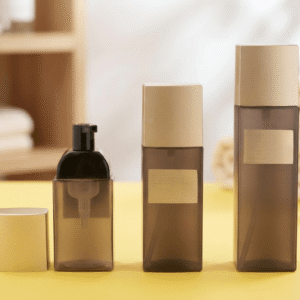Custom Smoky Tinted Square Gold Cap Empty Shampoo Cosmetic Bottle Set
