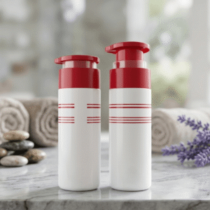 Color Block Cap Clear PET Round Skincare Lotion Pump Cosmetic Bottle