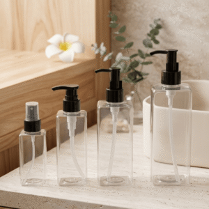 Custom Clear PET Empty Rectangular Lotion Pump Mist Spray Cosmetic Bottle