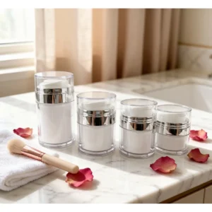 Wholesale Custom 15g 30g 50g 100g Clear Acrylic Double Wall Empty Refillable Luxury Airless Pump Face Cream Cosmetic Jar